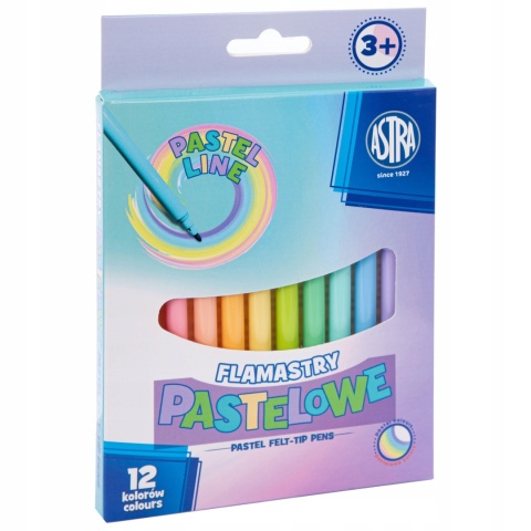 Flamastry mazaki pisaki pastelowe 12 kolorów ASTRA