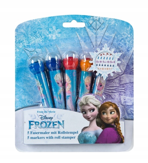 Flamastry pieczątki w rolce KRAINA LODU Frozen 5 kolorów Flamastry pieczątki w rolce KRAINA LODU Frozen 5 kolorów