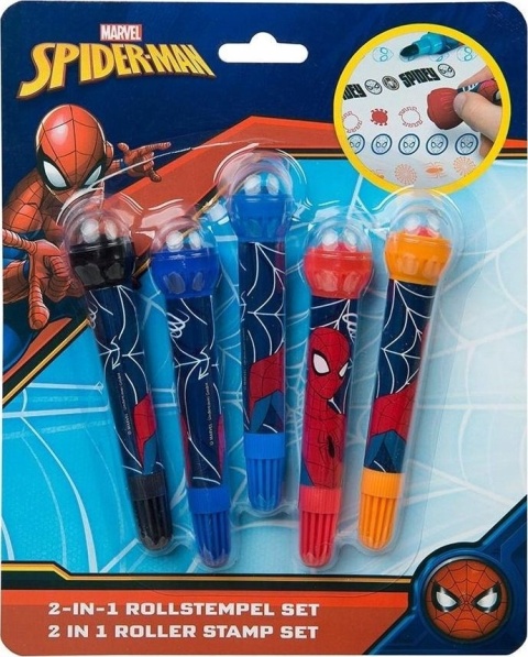Flamastry pieczątki w rolce SPIDERMAN 5 kolorów Flamastry pieczątki w rolce SPIDERMAN 5 kolorów