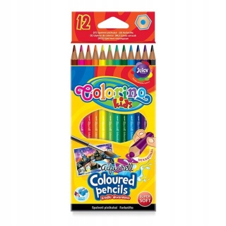 Kredki ołówkowe 12 kol hexagonalne akwarelowe + pędzelek Colorino