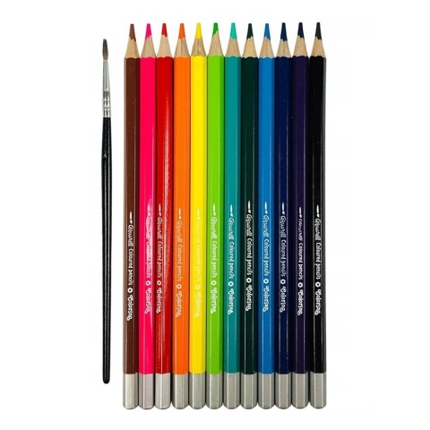 Kredki ołówkowe 12 kol hexagonalne akwarelowe + pędzelek Colorino
