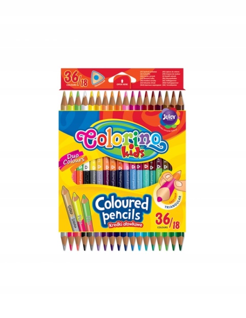 Kredki ołówkowe 36 kolorów złota srebrna fluo trójkątne Colorino 36/18