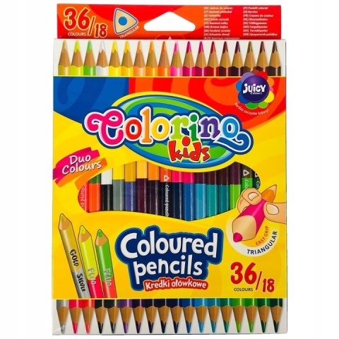Kredki ołówkowe 36 kolorów złota srebrna fluo trójkątne Colorino 36/18