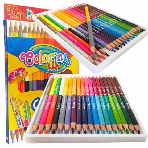 Kredki ołówkowe 36 kolorów złota srebrna fluo trójkątne Colorino 36/18