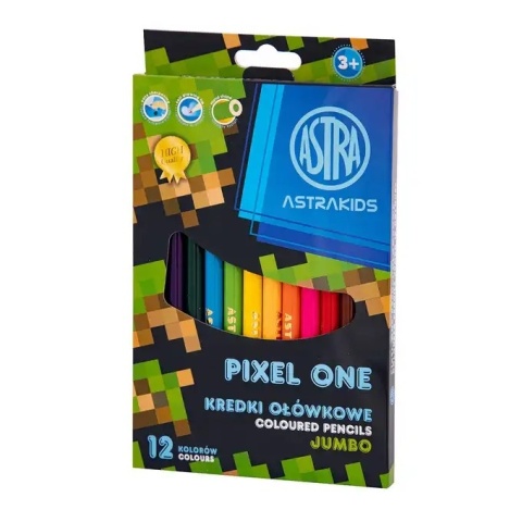 Kredki ołówkowe JUMBO grube 12 kol. Pixel One Astra