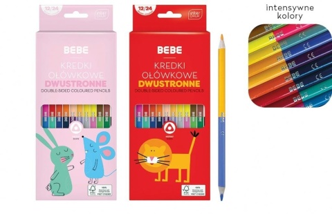 Kredki ołówkowe dwustronne trójkątne 24 BEBE Kids Interdruk