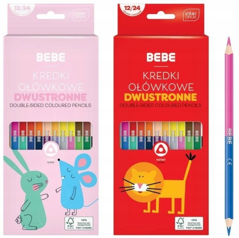 Kredki ołówkowe dwustronne trójkątne 24 BEBE Kids Interdruk