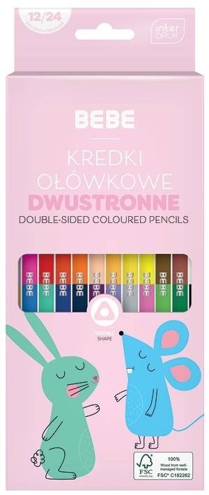 Kredki ołówkowe dwustronne trójkątne 24 BEBE Kids Interdruk