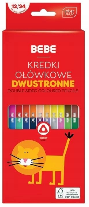 Kredki ołówkowe dwustronne trójkątne 24 BEBE Kids Interdruk