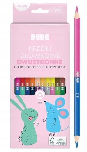 Kredki ołówkowe dwustronne trójkątne 24 BEBE Kids Interdruk