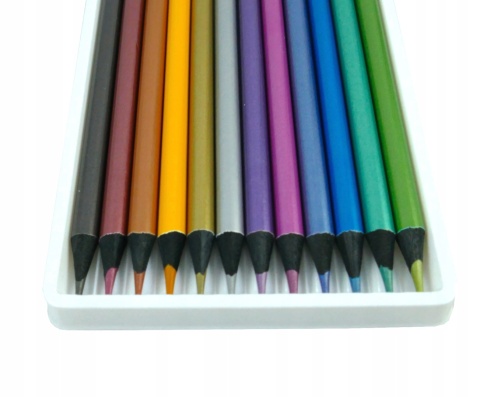 Kredki ołówkowe okrągłe czarne drewno metaliczne 12 kol + temperówka Astra