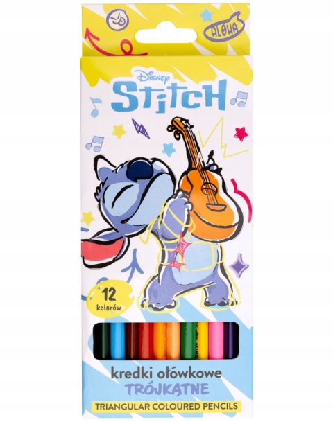 Kredki ołówkowe trójkątne 12 kol LILO I STITCH Stich