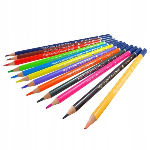 Kredki ołówkowe trójkątne 12 kol + temperówka Astra