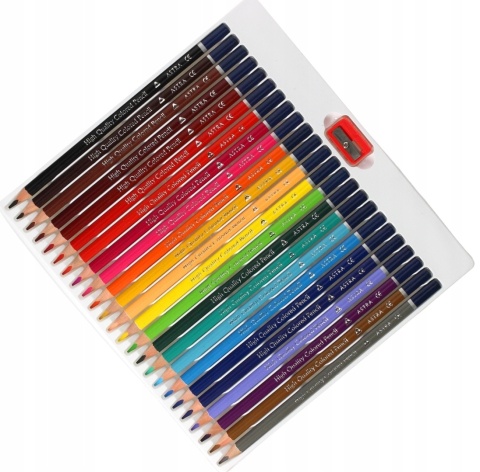 Kredki ołówkowe trójkątne 24 kol + temperówka Astra