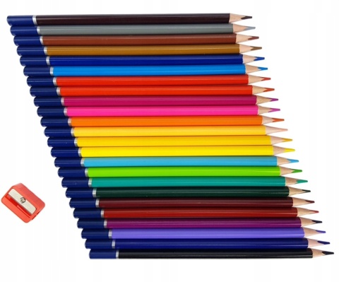 Kredki ołówkowe trójkątne 24 kol + temperówka Astra