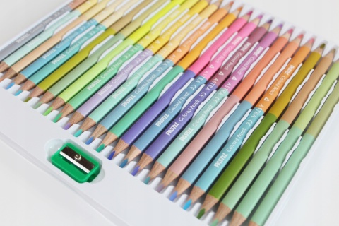 Kredki ołówkowe trójkątne dwustronne 48 kol + temperówka 24/48 Astra PASTEL