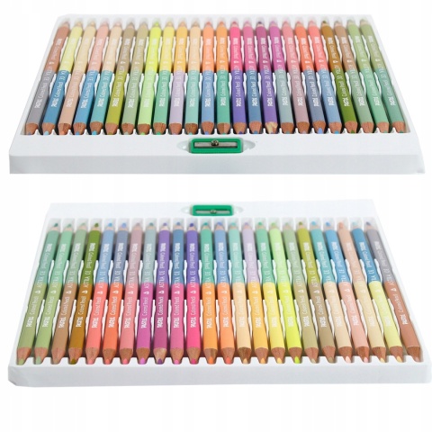 Kredki ołówkowe trójkątne dwustronne 48 kol + temperówka 24/48 Astra PASTEL