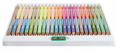 Kredki ołówkowe trójkątne dwustronne 48 kol + temperówka 24/48 Astra PASTEL