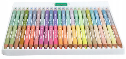 Kredki ołówkowe trójkątne dwustronne 48 kol + temperówka 24/48 Astra PASTEL