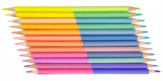 Kredki ołówkowe trójkątne dwustronne Pastel 24 kolorów + temperówka Astra