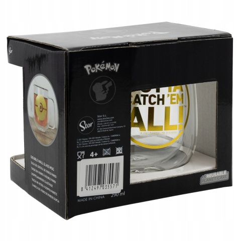 Kubek szklany z podwójnymi ściankami Pokemon 290 ml oficjalny