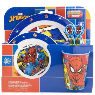 SPIDERMAN zestaw śniadaniowy miska talerz sztućce kubek 260