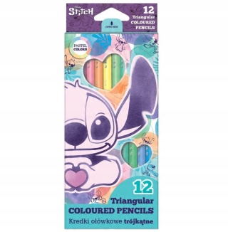 Stich kredki ołówkowe trójkątne 12 kolorów Lilo i Stitch pastel