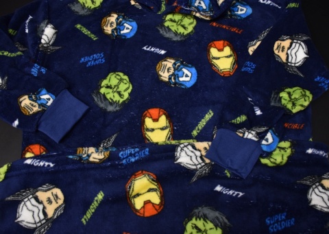 Bluza dziecięca sunddie Avengers pluszowy koc polarowy ponczo 7-12lat