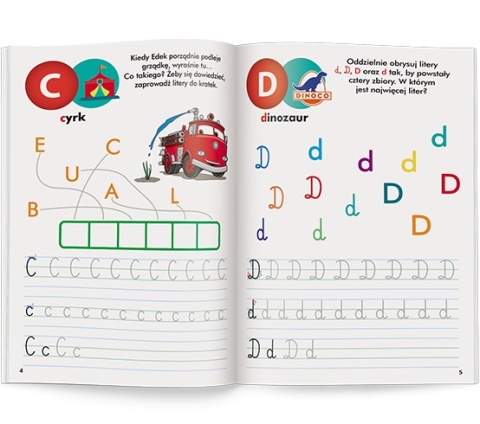 Disney Uczy Litery dla Chłopca Auta Zygzak ćwiczenia z naklejkami 5 lat