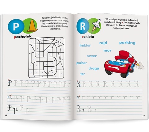 Disney Uczy Litery dla Chłopca Auta Zygzak ćwiczenia z naklejkami 5 lat