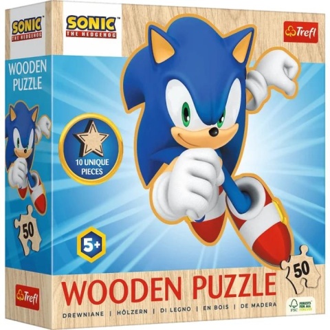 Puzzle drewniane shape unikalne kształty 50 el. Radosny Sonic Trefl
