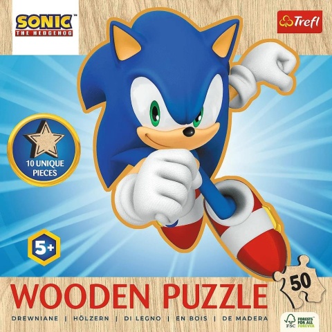 Puzzle drewniane shape unikalne kształty 50 el. Radosny Sonic Trefl