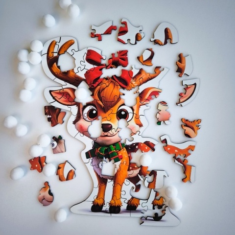 Puzzle drewniane shape świąteczne kształty 50 el. Renifer