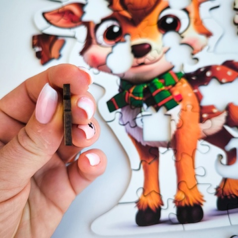 Puzzle drewniane shape świąteczne kształty 50 el. Renifer