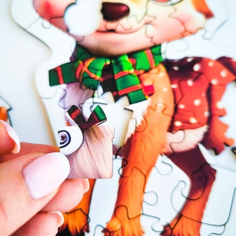 Puzzle drewniane shape świąteczne kształty 50 el. Renifer