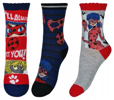 Skarpetki BIEDRONKA I CZARNY KOT 3-pak 23/26