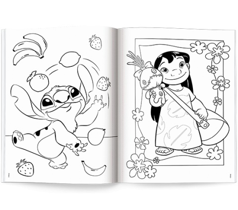 Stich Mega kolorowanka brokatowe naklejki Lilo i Stitch