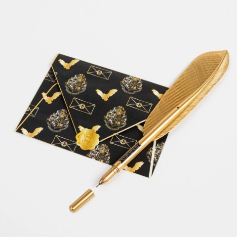 Zestaw do pisania listów z Hogwartu, papeteria koperty długopis złote pióro Harry Potter 10 szt