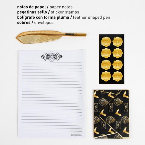 Zestaw do pisania listów z Hogwartu, papeteria koperty długopis złote pióro Harry Potter 10 szt