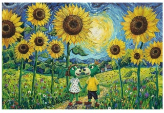 Inspired By Art Spacer wśród słoneczników Trefliki Puzzle Trefl 100 EL