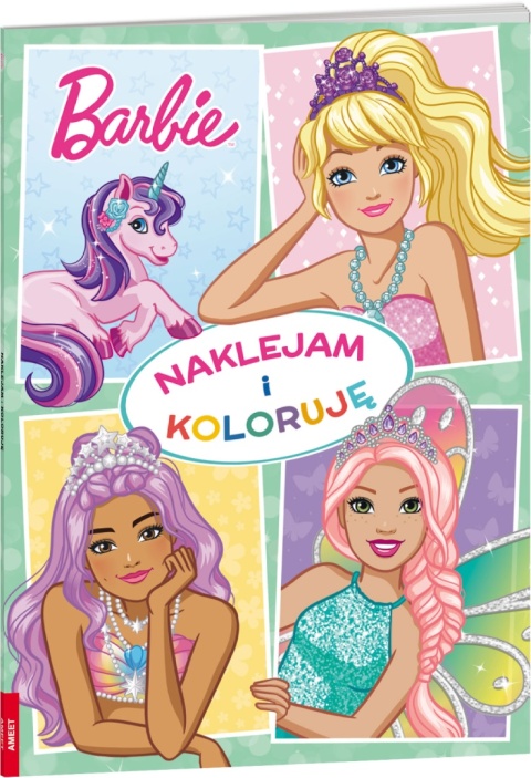 Barbie Naklejam i koloruję kolorowanka naklejki i wzorem