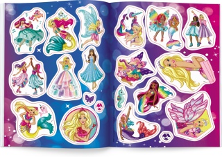 Barbie Naklejam i koloruję kolorowanka naklejki i wzorem