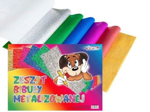 Bibuła marszczona metalizowana zeszyt A4 6 kartek 6 kolorów