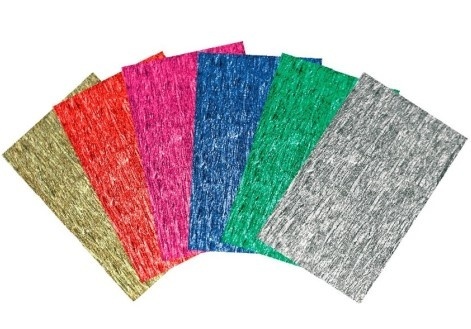 Bibuła marszczona metalizowana zeszyt A4 6 kartek 6 kolorów