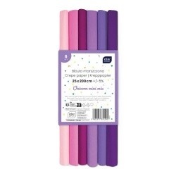 Bibuła marszczona Interdruk Unicorn mini mix różowy fiolet 25x200 cm 6 kol