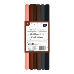 Bibuła marszczona Interdruk mix Earth brąz beż czarny 25x200 cm 6 kol