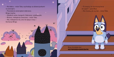 Bingo i Bluey Dobranoc, owocowy nietoperzu Moja czytanka opowiadania
