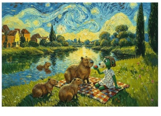 Inspired By Art Karmiąc kapibary Trefliki Puzzle Trefl 100 EL