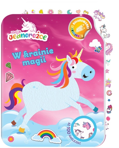 Jednorożce W krainie magii Unicorn kolorowanki naklejanki 100 naklejek