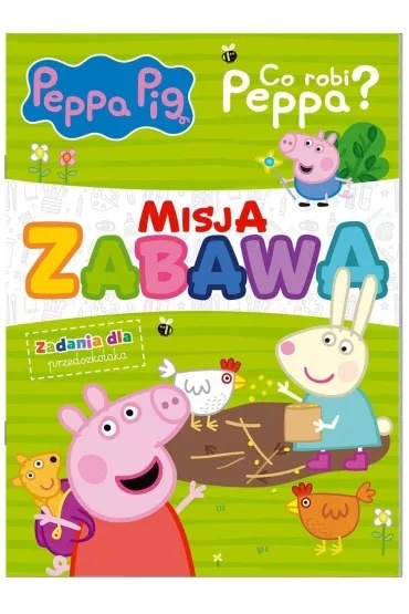 Kolorowanka zadania rebusy Misja Zabawa Co robi świnka Peppa ?